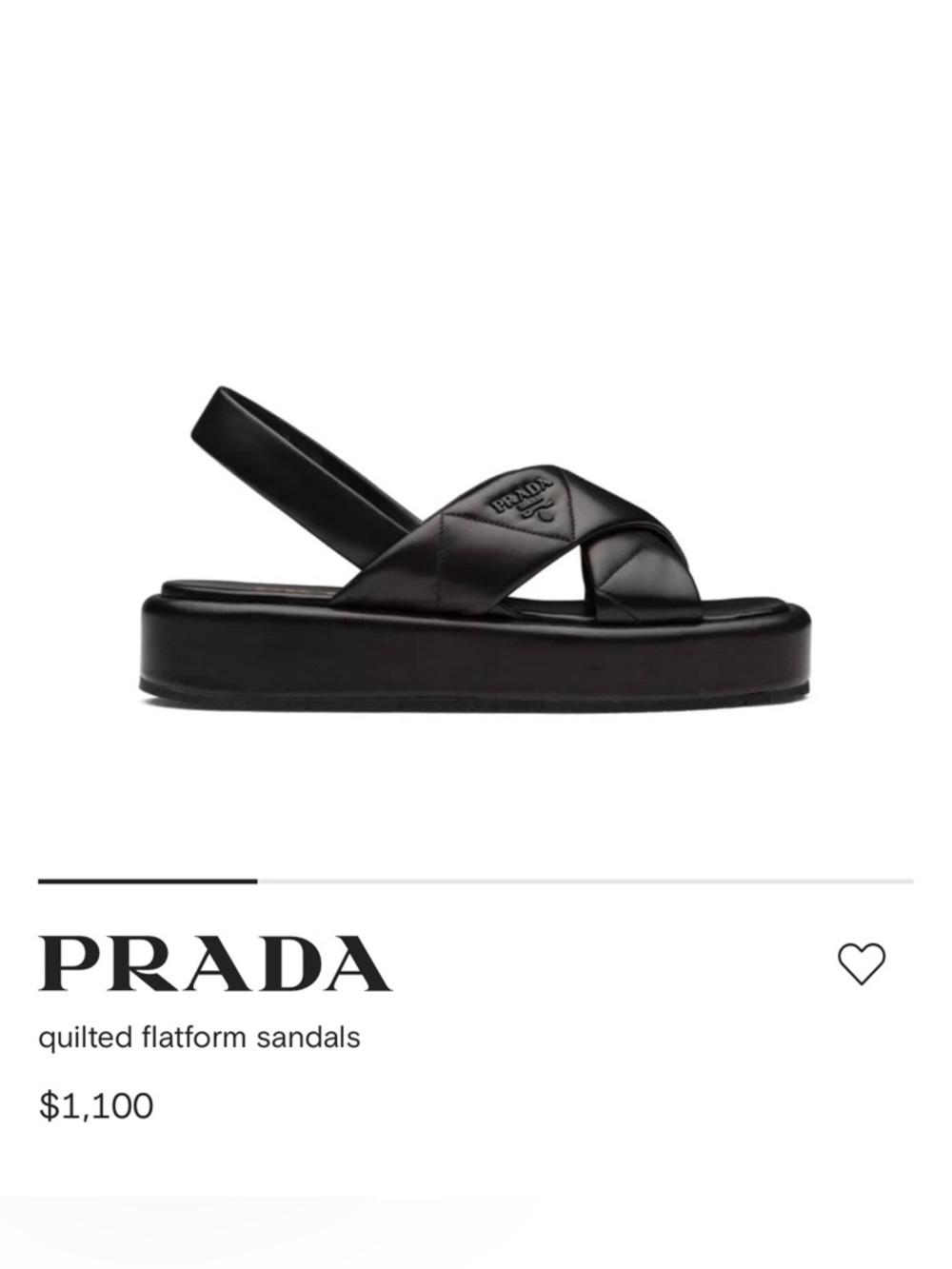 Prada Black Quilted Flatform Sandals with original box